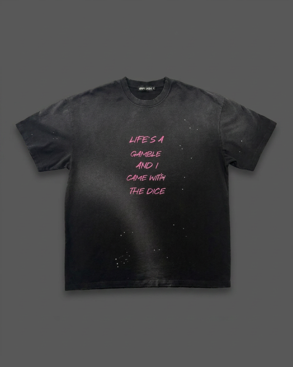 Life's A Gamble Hand Frayed Sunfaded Splatter Tee