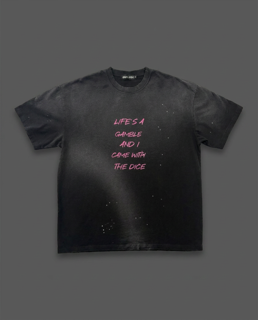 Life's A Gamble Hand Frayed Sunfaded Splatter Tee