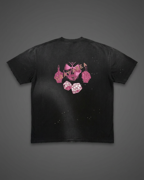 Life's A Gamble Hand Frayed Sunfaded Splatter Tee